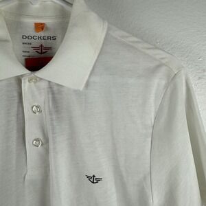NWT DOCKERS Mens high‎ performance knit polo shirt WHITE - S